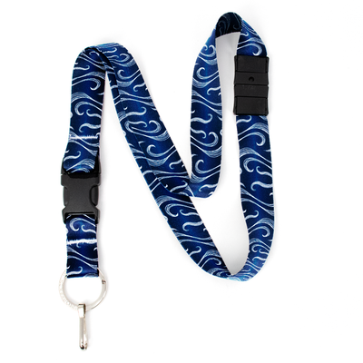 Blue Currents Breakaway Lanyard - with Buckle and Flat Ring - Made in the USA