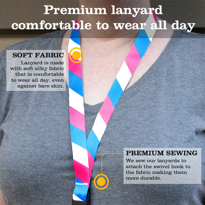Transgender Pride Breakaway Lanyard - with Buckle and Flat Ring - Made in the USA