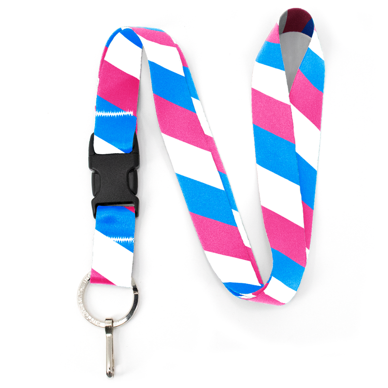 Transgender Pride Premium Lanyard - with Buckle and Flat Ring - Made in the USA