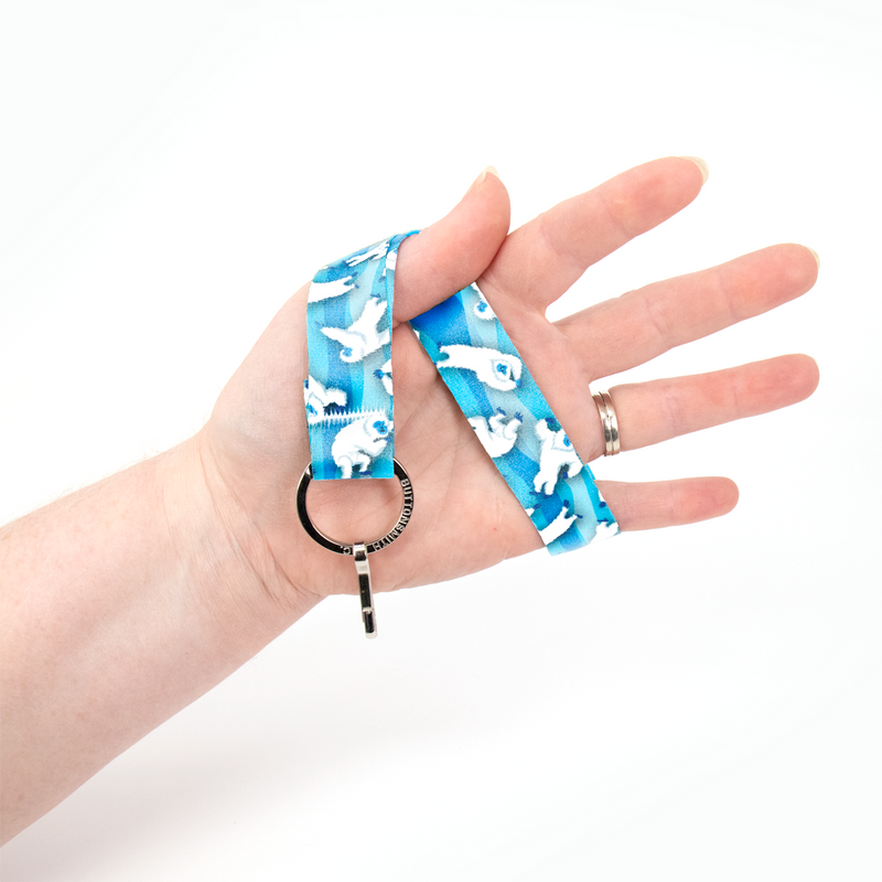 Dancing Yeti Wristlet Lanyard - Short Length with Flat Key Ring and Clip - Made in the USA