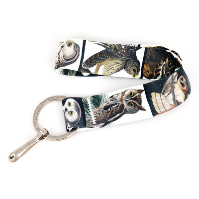 Audubon Owls Wristlet Lanyard - with Buckle and Flat Ring - Made in the USA
