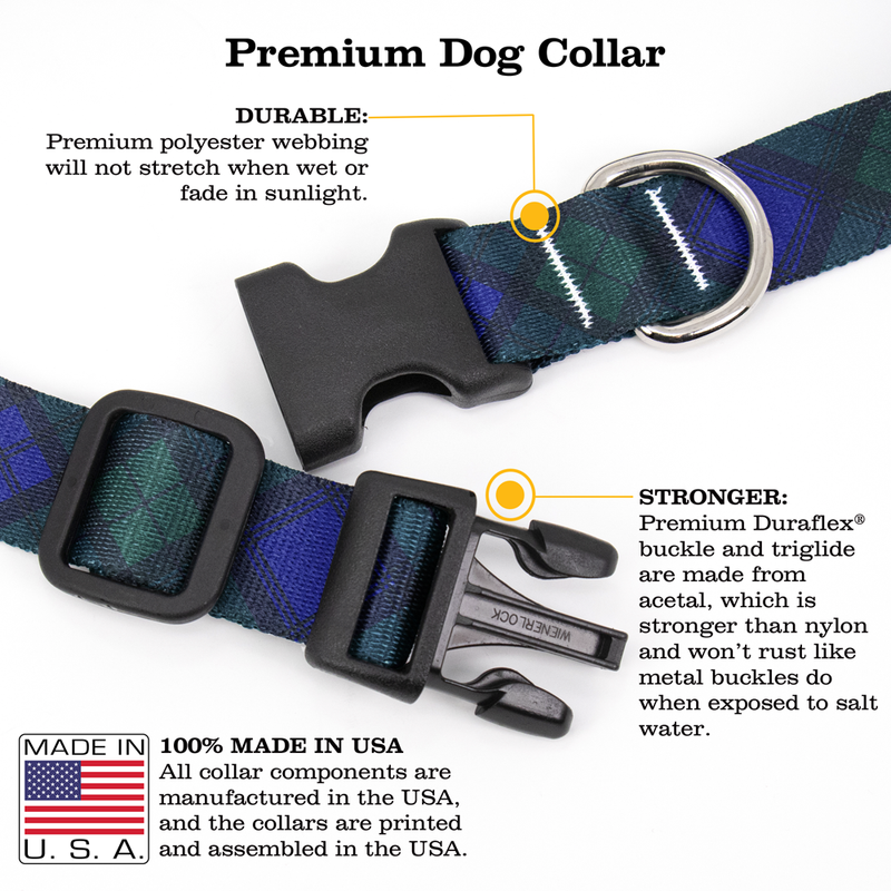 Blackwatch Plaid Dog Collar - Made in USA