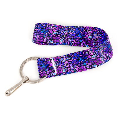 Lilacs Wristlet Lanyard - Short Length with Flat Key Ring and Clip - Made in the USA