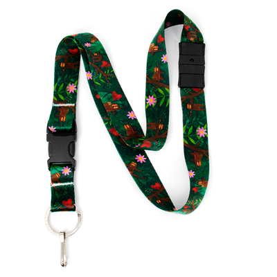 Happy Sloths Breakaway Lanyard - with Buckle and Flat Ring - Made in the USA