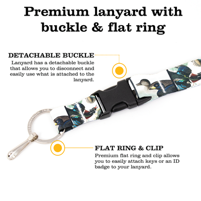 Audubon Ducks Premium Lanyard - with Buckle and Flat Ring - Made in the USA