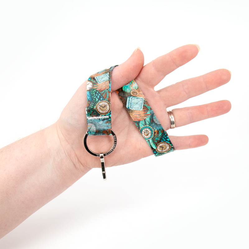 Time Flies Wristlet Lanyard - Short Length with Flat Key Ring and Clip - Made in the USA