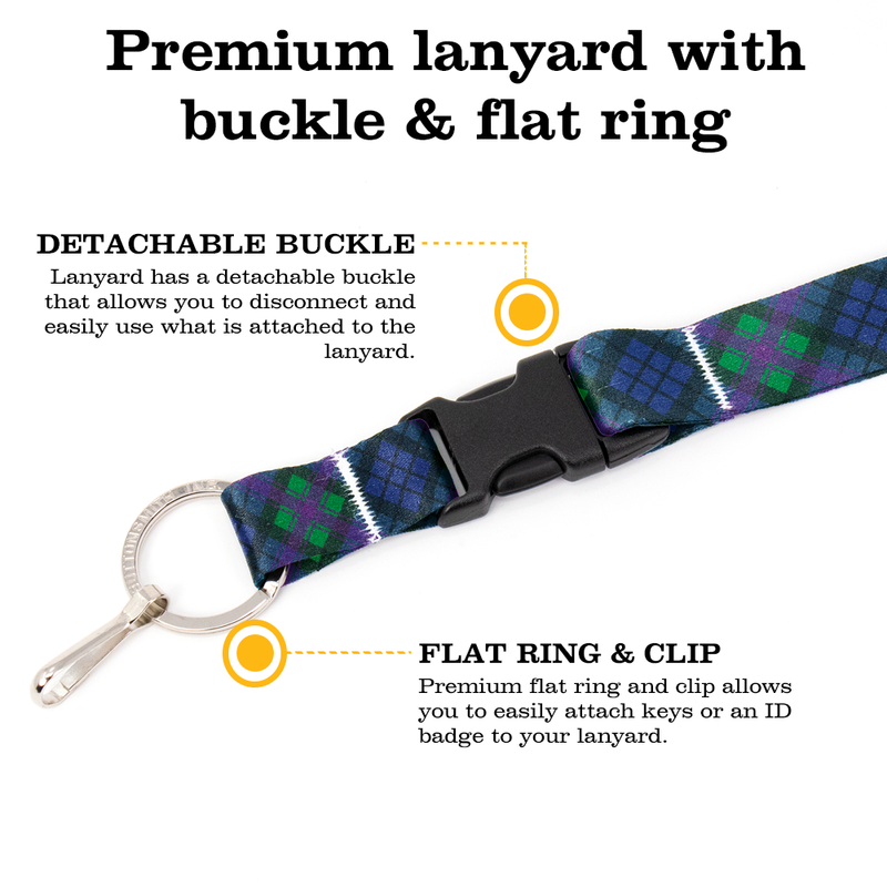 Baird Plaid Premium Lanyard - with Buckle and Flat Ring - Made in the USA