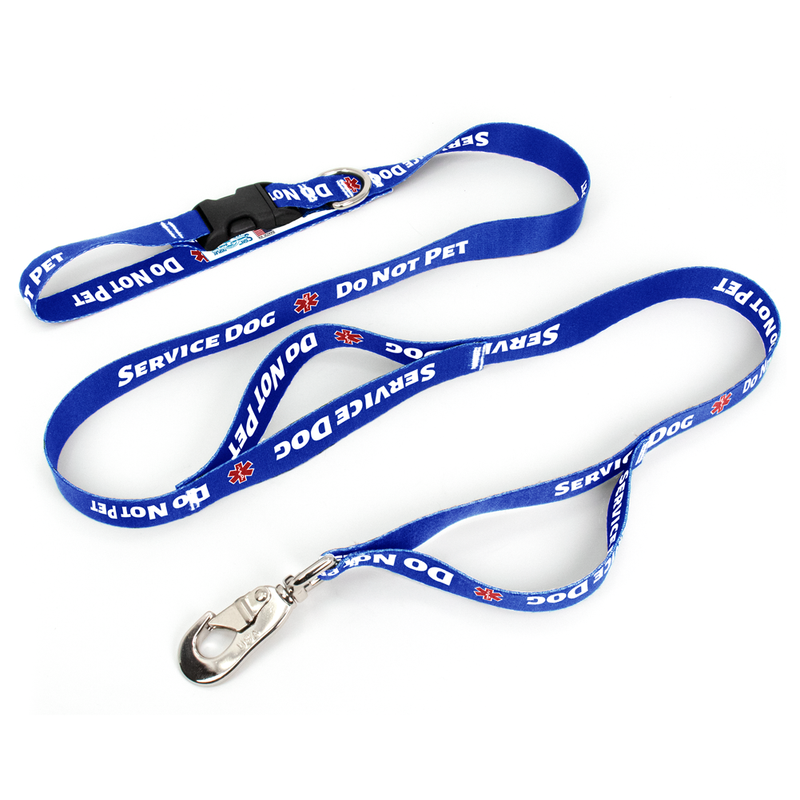 Do Not Pet Blue Fab Grab Leash - Made in USA