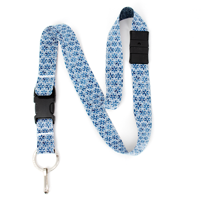 Blue Petals Breakaway Lanyard - with Buckle and Flat Ring - Made in the USA