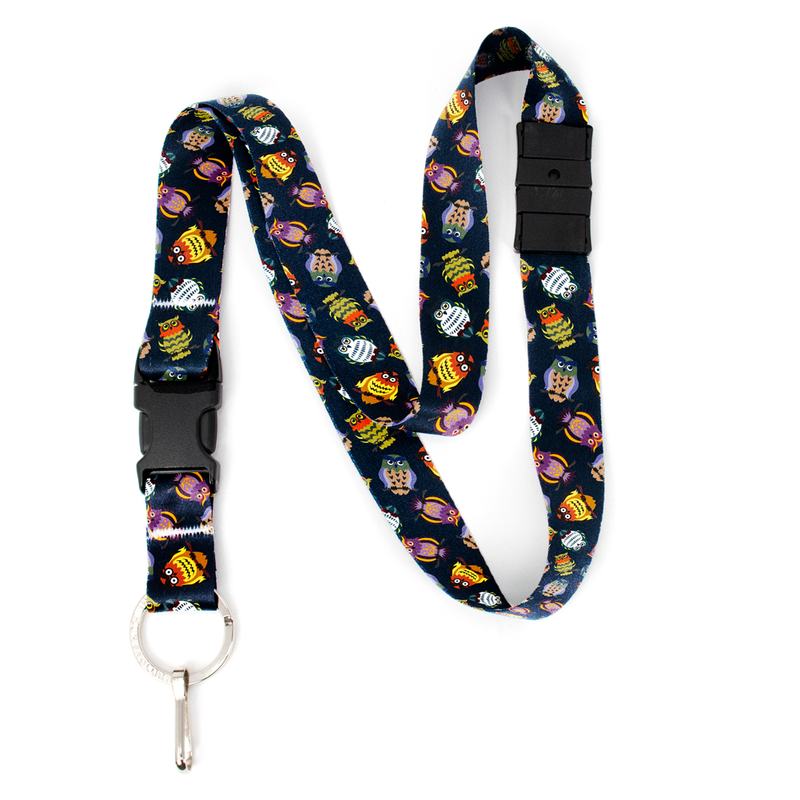 Wise Owls Breakaway Lanyard - with Buckle and Flat Ring - Made in the USA