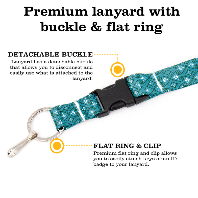 Egyptian Lotus Structured Premium Lanyard - with Buckle and Flat Ring - Made in the USA