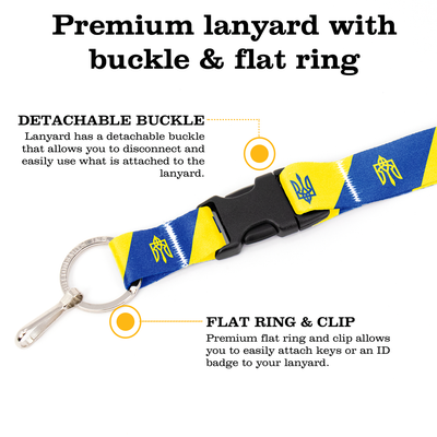 Ukraine Flag Breakaway Lanyard - with Buckle and Flat Ring - Made in the USA
