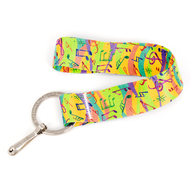 Melody Wristlet Lanyard - Short Length with Flat Key Ring and Clip - Made in the USA