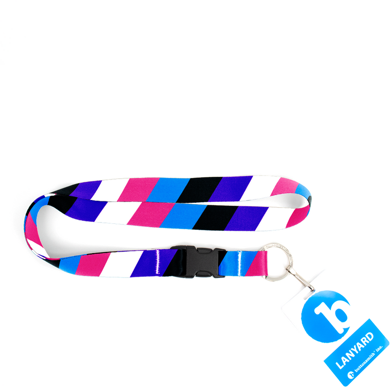 Gender Fluid Pride Premium Lanyard - with Buckle and Flat Ring - Made in the USA