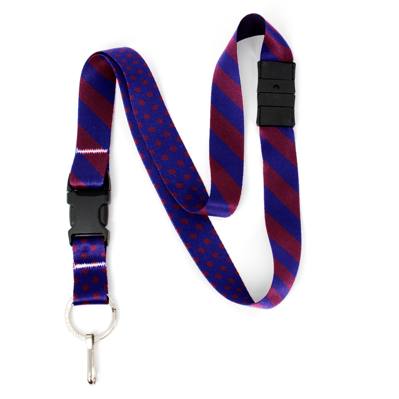 Magenta Stripes Breakaway Lanyard - with Buckle and Flat Ring - Made in the USA