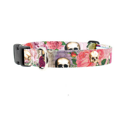 Skulls and Roses Dog Collar - Made in USA