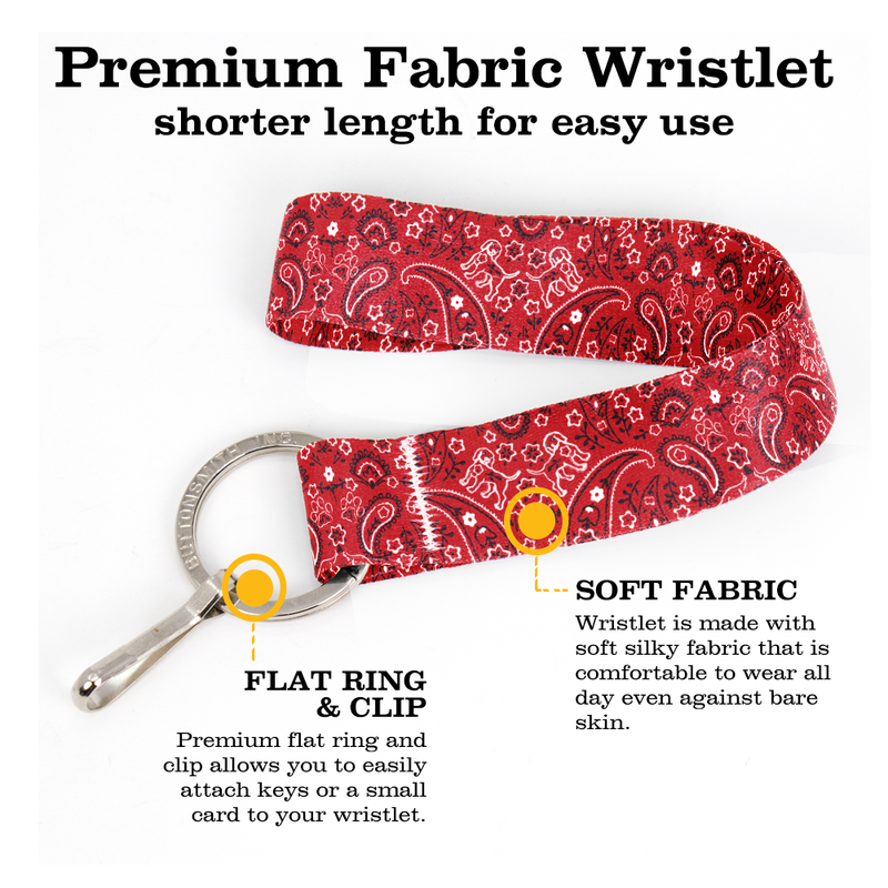 Pupaisley Wristlet Lanyard - Short Length with Flat Key Ring and Clip - Made in the USA