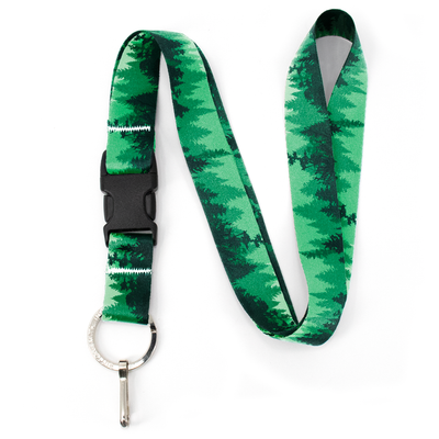 Green Trees Premium Lanyard - with Buckle and Flat Ring - Made in the USA