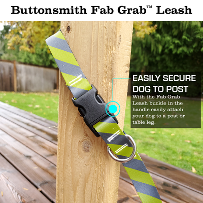 Stripes Pewter Lime Fab Grab Leash - Made in USA