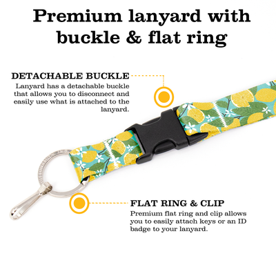 Lemon Grove Premium Lanyard - with Buckle and Flat Ring - Made in the USA