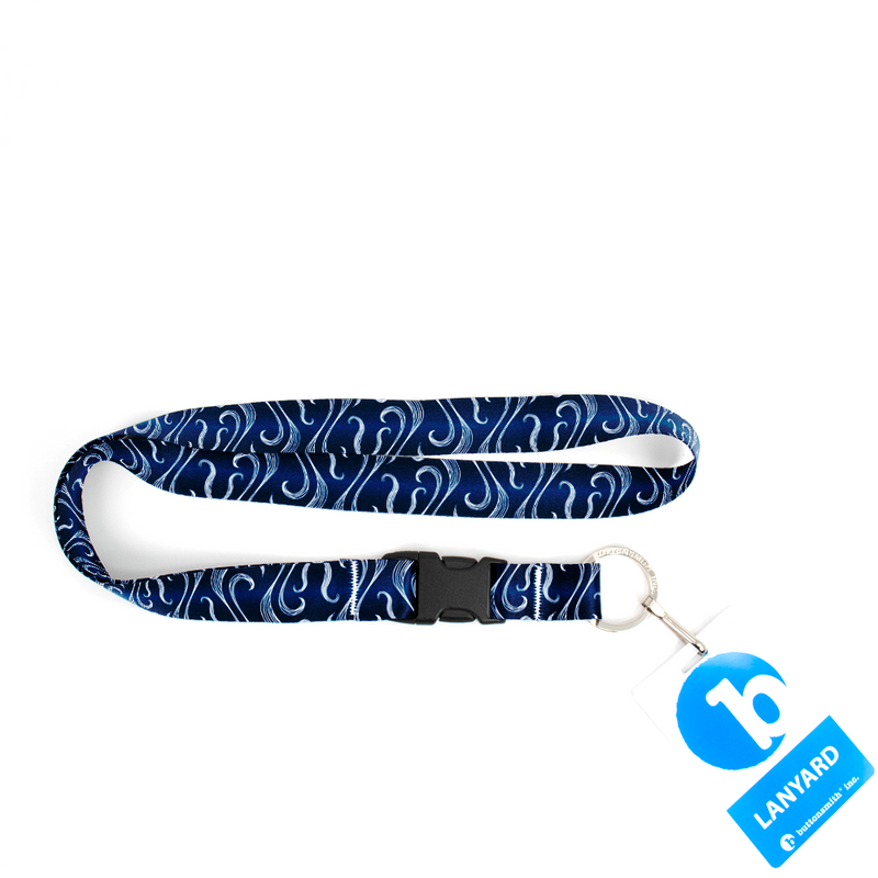 Blue Currents Premium Lanyard - with Buckle and Flat Ring - Made in the USA
