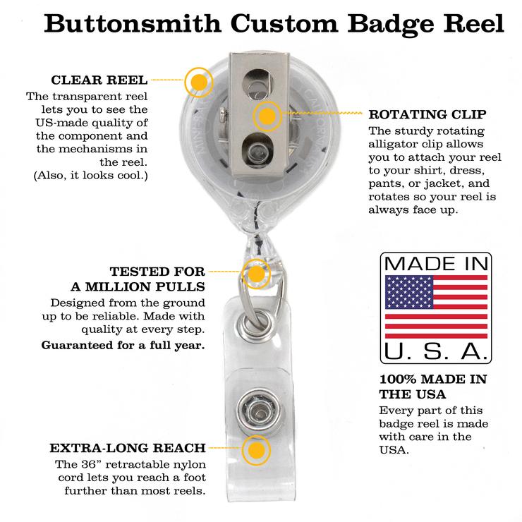 Buttonsmith Coexist Tinker Reel Retractable Badge Reel - Made in the USA - Buttonsmith Inc.