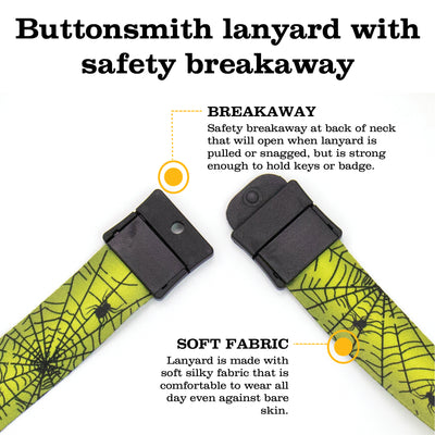 Buttonsmith Spider Web Halloween Breakaway Lanyard - Made in USA - Buttonsmith Inc.