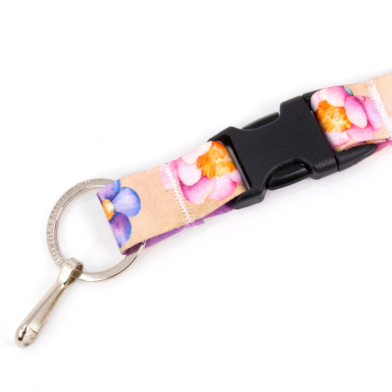 Buttonsmith Watercolor Flowers Custom Lanyard Made in USA - Buttonsmith Inc.