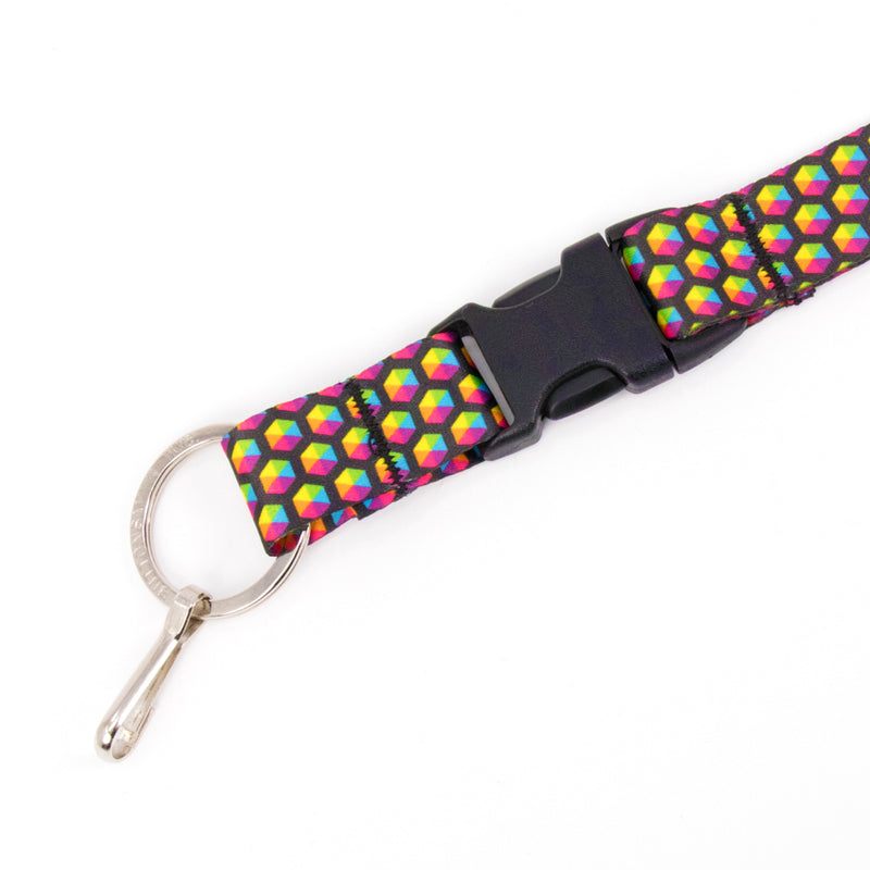 Buttonsmith Rainbow Hexes Breakaway Lanyard - Made in USA - Buttonsmith Inc.