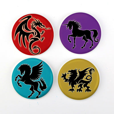 Buttonsmith® Mythical Creatures Magnet Set with Unicorn, Gryphon, Dragon, & Pegasus Made in USA - Buttonsmith Inc.