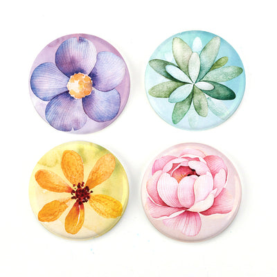 Buttonsmith® Watercolor Flowers 1.25" Magnet Set - Made in the USA - Buttonsmith Inc.