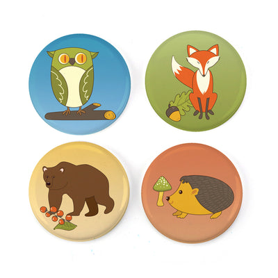 Buttonsmith® Woodland Creatures 1.25" Magnet Set - Made in the USA - Buttonsmith Inc.
