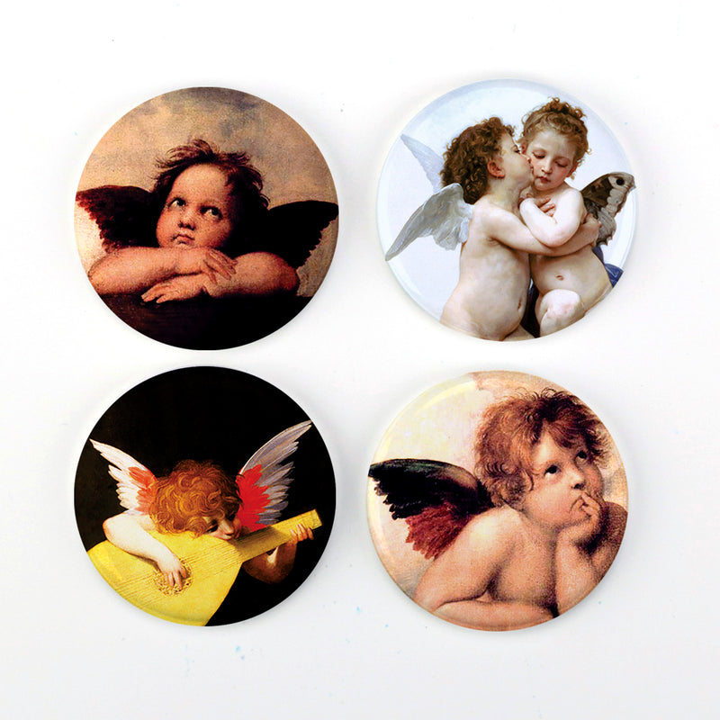 Buttonsmith® Raphael Angels 1.25" Refrigerator Magnet Set of 4 - Made in the USA - Buttonsmith Inc.