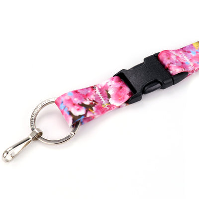 Buttonsmith Cherry Blossoms Photo Breakaway Lanyard - Made in USA - Buttonsmith Inc.