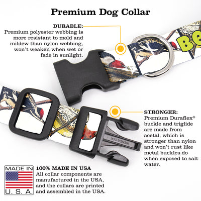 Buttonsmith Audubon Woodpeckers Custom Dog Collar - Made in USA