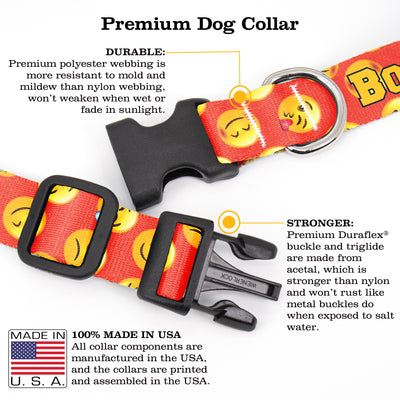Buttonsmith Emoji Orange Custom Dog Collar - Made in USA