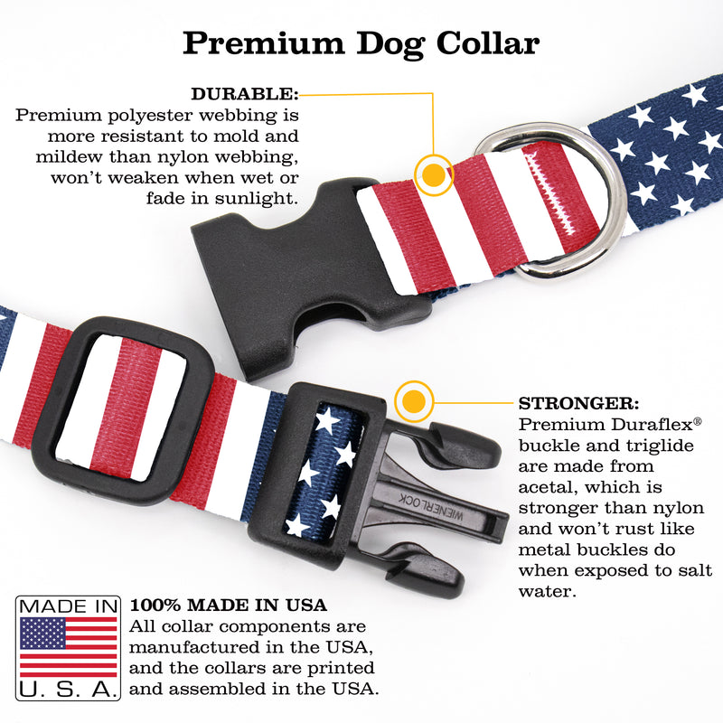 Flags Stars And Stripes Dog Collar - Made in USA