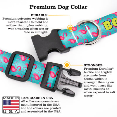 Buttonsmith Flamingos Custom Dog Collar - Made in USA