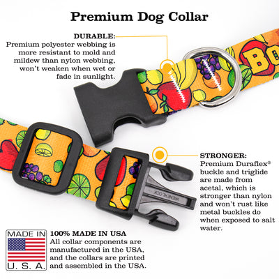 Buttonsmith Fruit Frenzy Custom Dog Collar - Made in USA