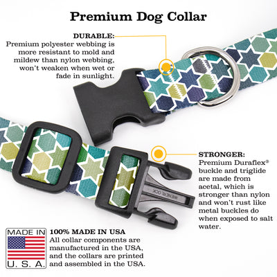 Geometric Stars Dog Collar - Made in USA