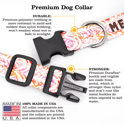 Buttonsmith Ikat Rose Custom Dog Collar - Made in USA