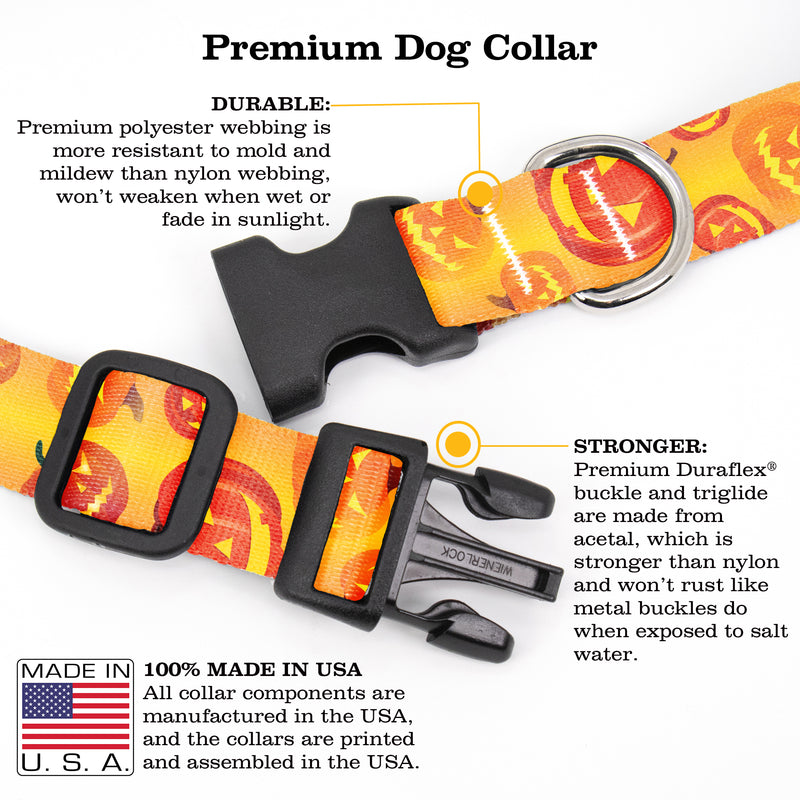 Jack O Lantern Dog Collar - Made in USA