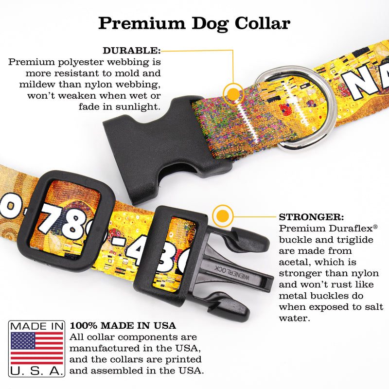 Buttonsmith Klimt Kiss Custom Dog Collar - Made in USA