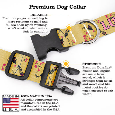 Buttonsmith Love Birds Gold Custom Dog Collar - Made in USA