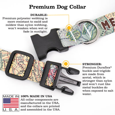 Map Custom Dog Collar - Made in USA