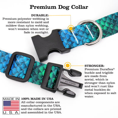 Mermaid Scales Blue Dog Collar - Made in USA