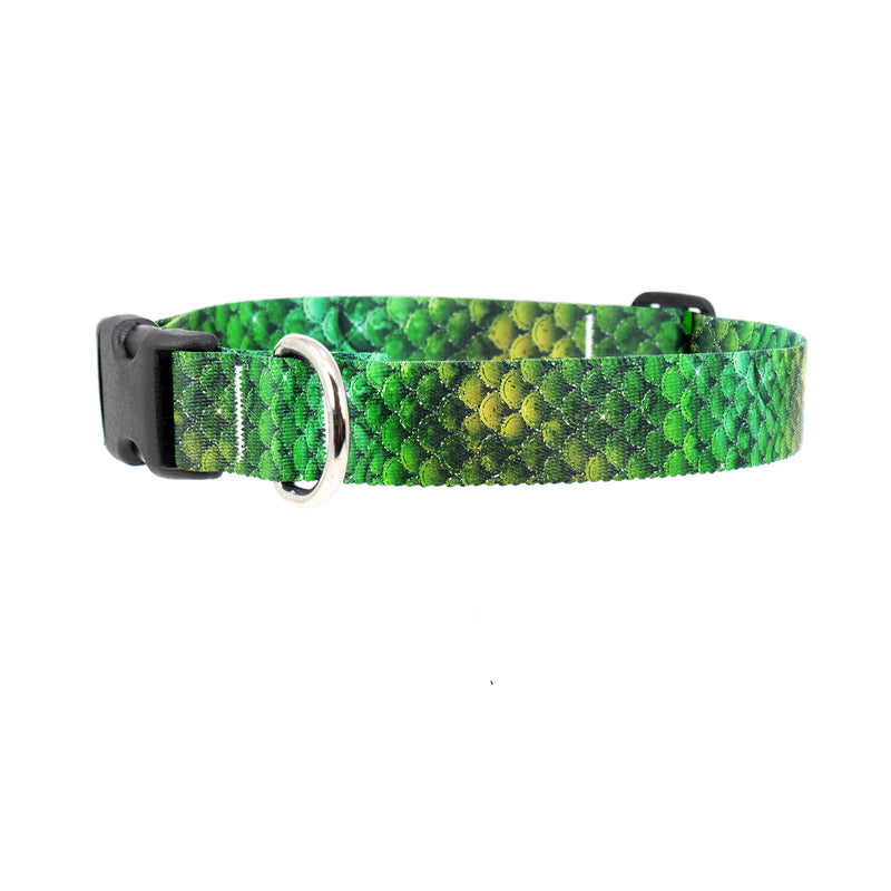 Mermaid Scales Green Dog Collar - Made in USA