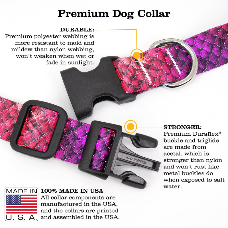 Mermaid Scales Pink Dog Collar - Made in USA