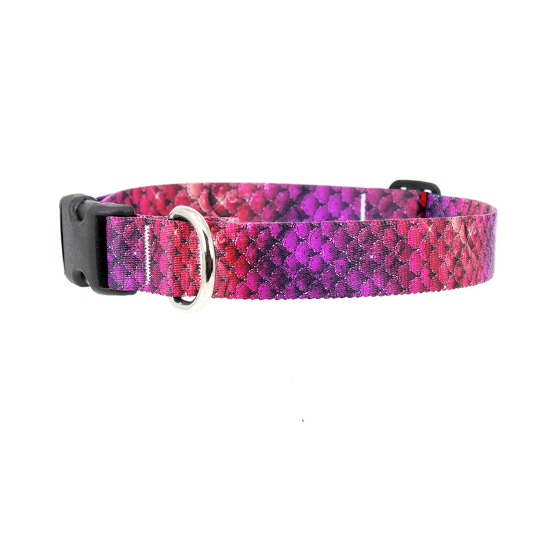 Mermaid Scales Pink Dog Collar - Made in USA Large Collar (16-26 Long, 1 Wide)