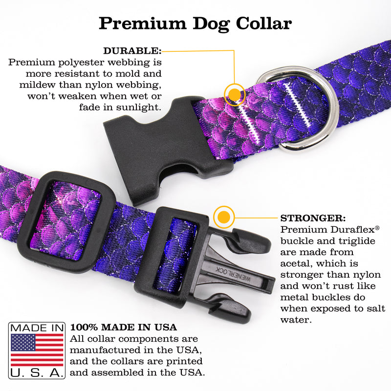Mermaid Scales Purple Dog Collar - Made in USA